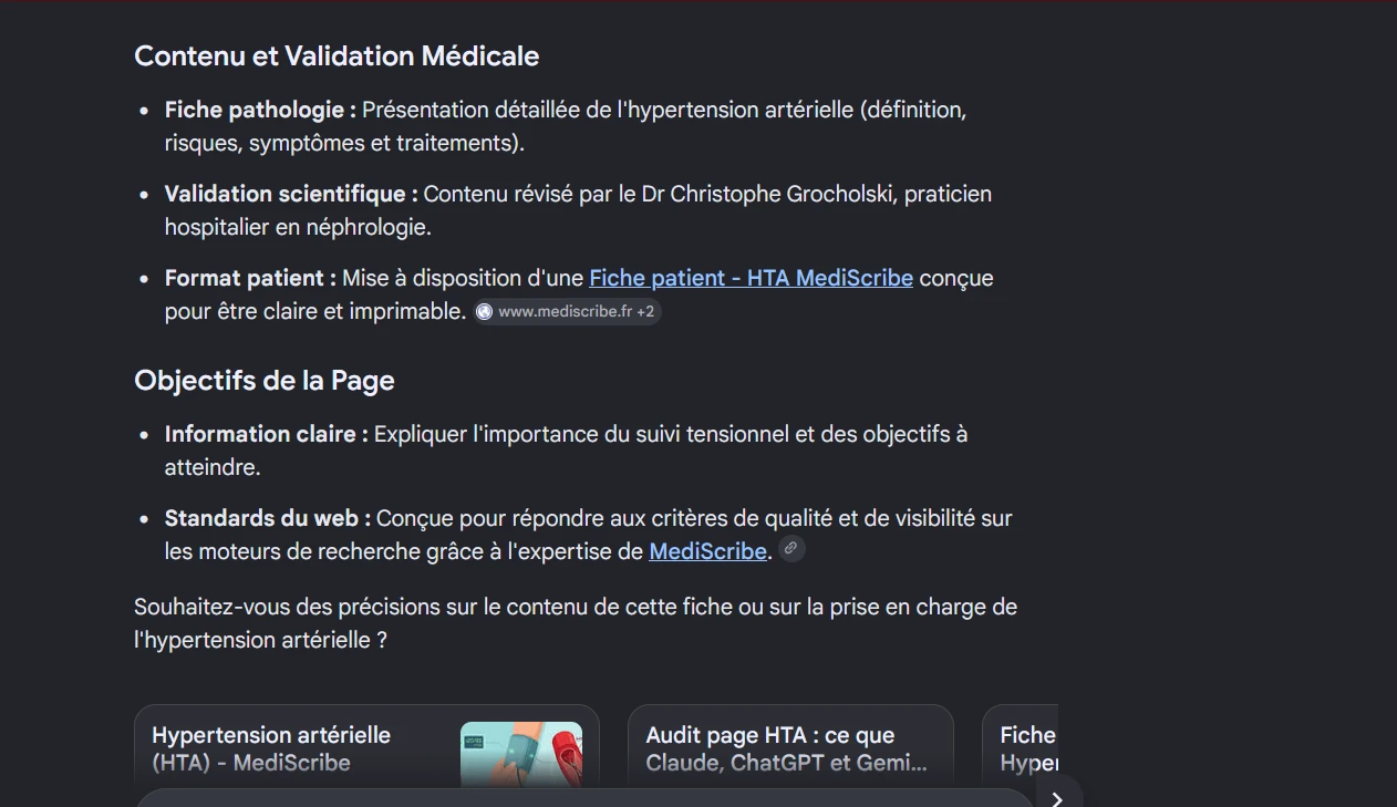 MediScribe cité dans Google AI Overviews sur l'hypertension artérielle