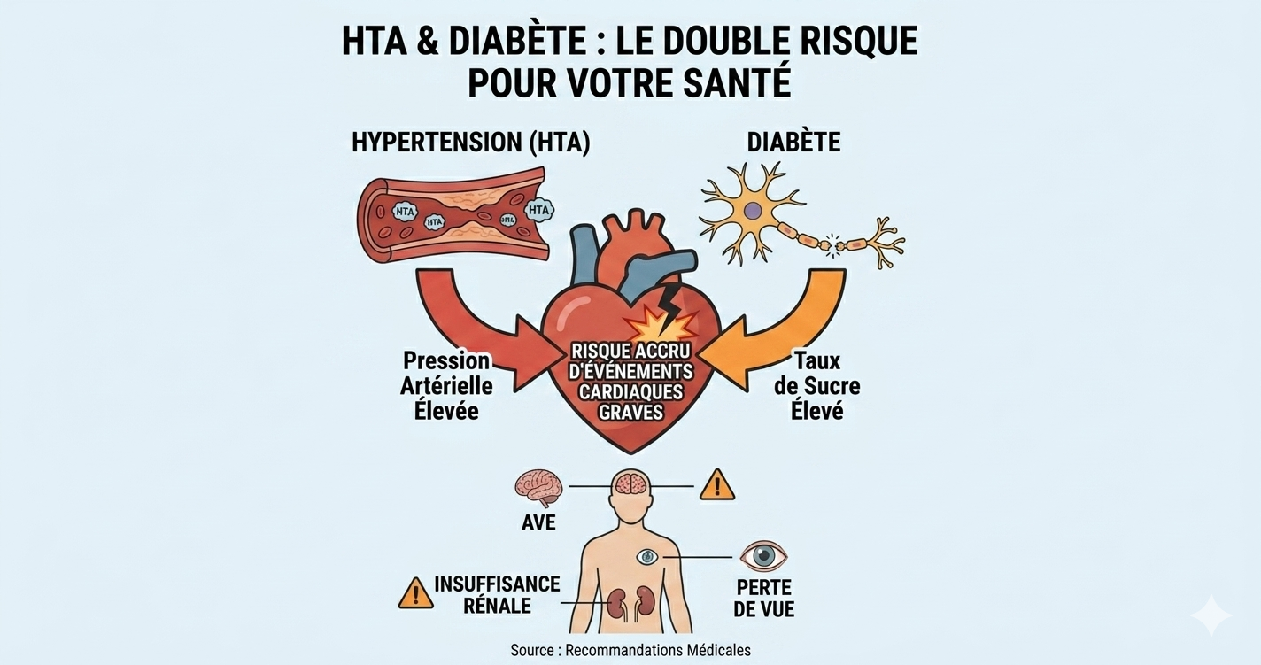 l'hypertension artérielle et le diabète de type 2 ont des effets cumulateurs