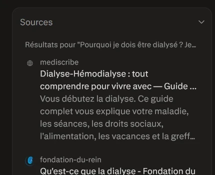 Sources Perplexity : MediScribe source n°1 dialyse