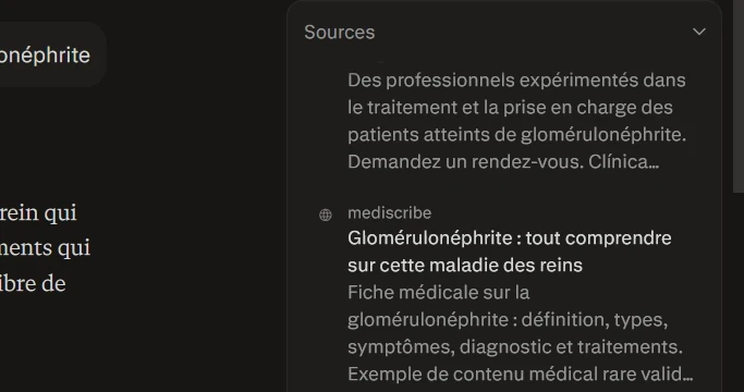 Sources Perplexity : MediScribe source n°2 avant Wikipédia